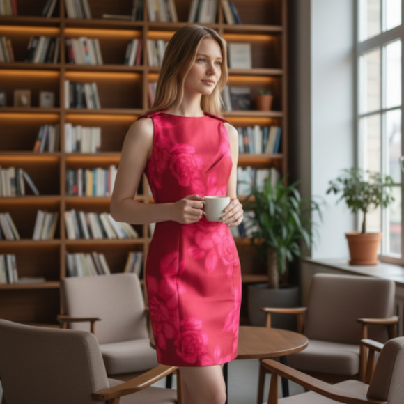 Hutch "Chesca" Red Roses Sheath Dress NWT – Cocktail / Party Dress | Size Small - Picture 11 of 11
